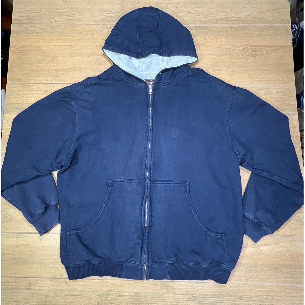 Champs Sports‎ Navy Blue Sz XL Zip Up waffle Lined hoodie reversible active wear
